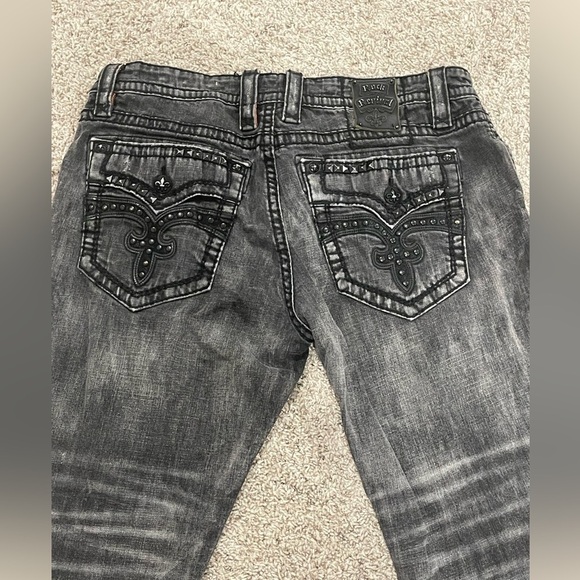 Rock Revival Distressed Black Jeans Shorts Size 38 - Picture 6 of 9